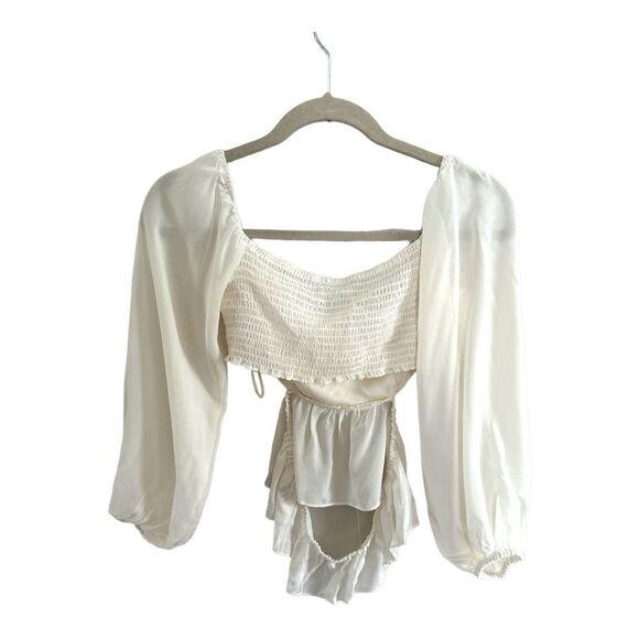 Reformation V-Neck Long Sleeve Crop Top Size 4 - Picture 3 of 4